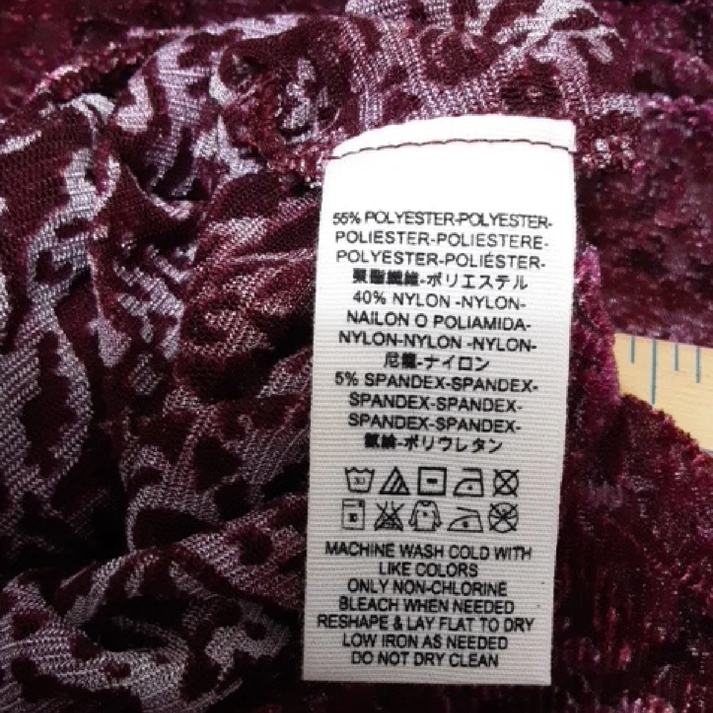 FREE‎ PEOPLE Burgundy Velvet Lace Layering Long Sleeve Burnout Top NWT